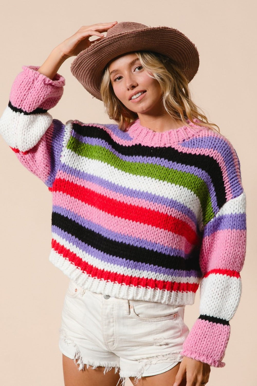 Victoria® | Multicolored striped, cropped BiBi sweater