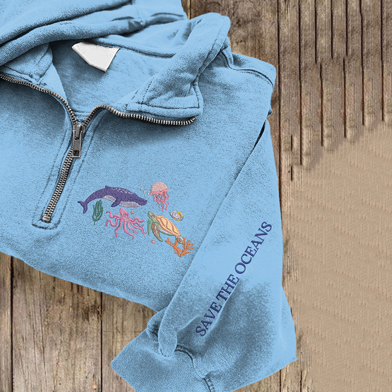 Comstylish Women's Respect Wildlife Print Zip-up Sweatshirt