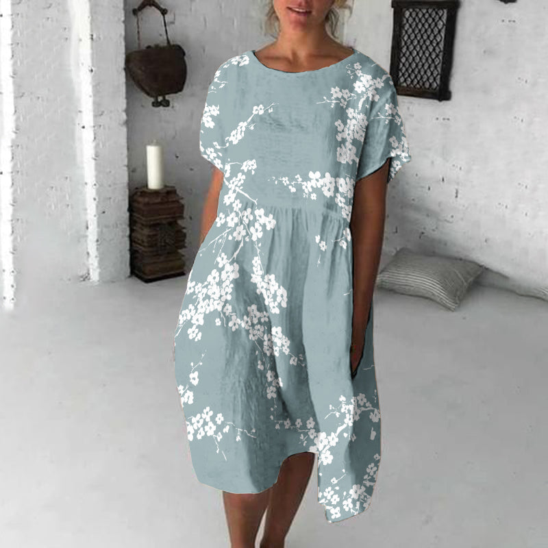 Comstylish Cherry Blossom Japanese Flowy Midi Dress