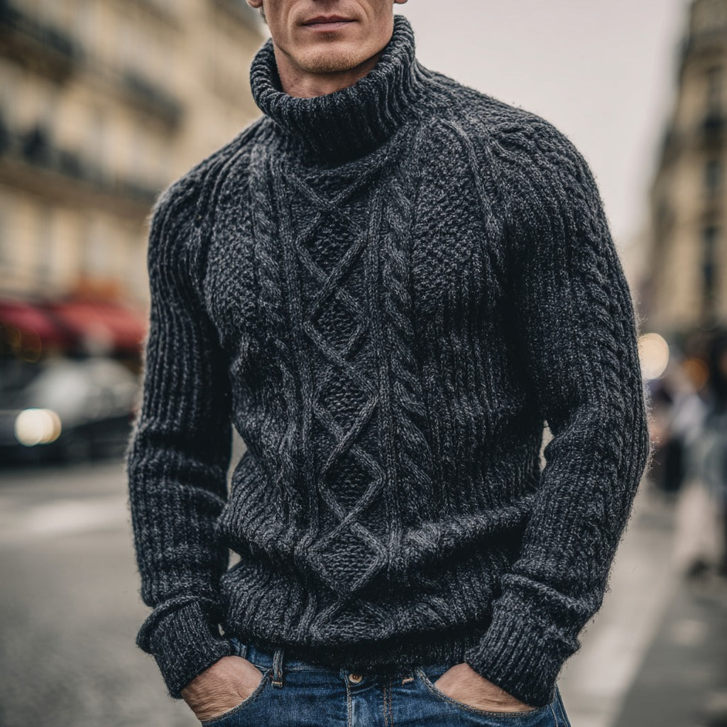 Men's Vintage Fairman Isle Jacquard Knit Turtleneck Sweater artswardrobe