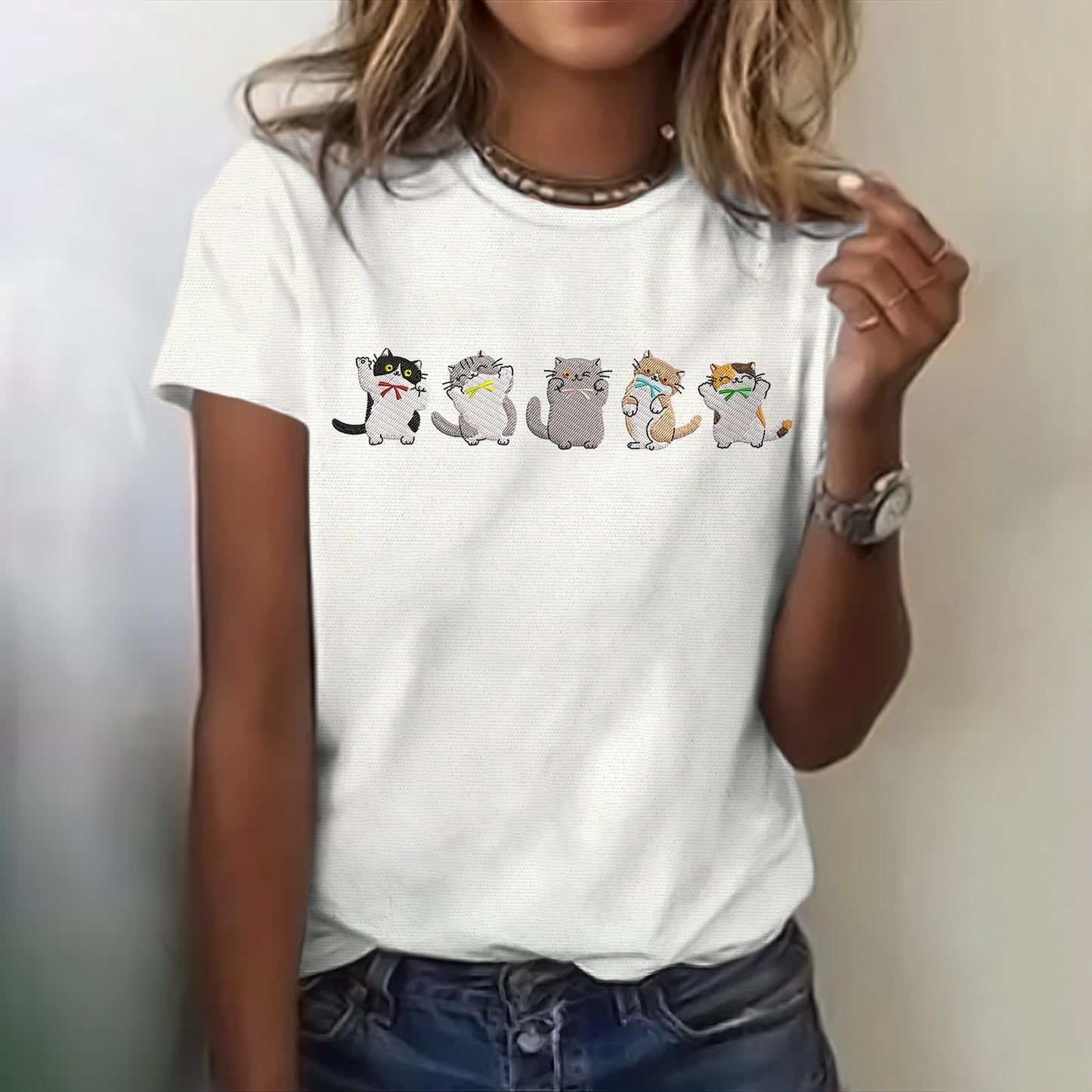 Comstylish Women's Retro Funny Cat Art Graphic T-shirt