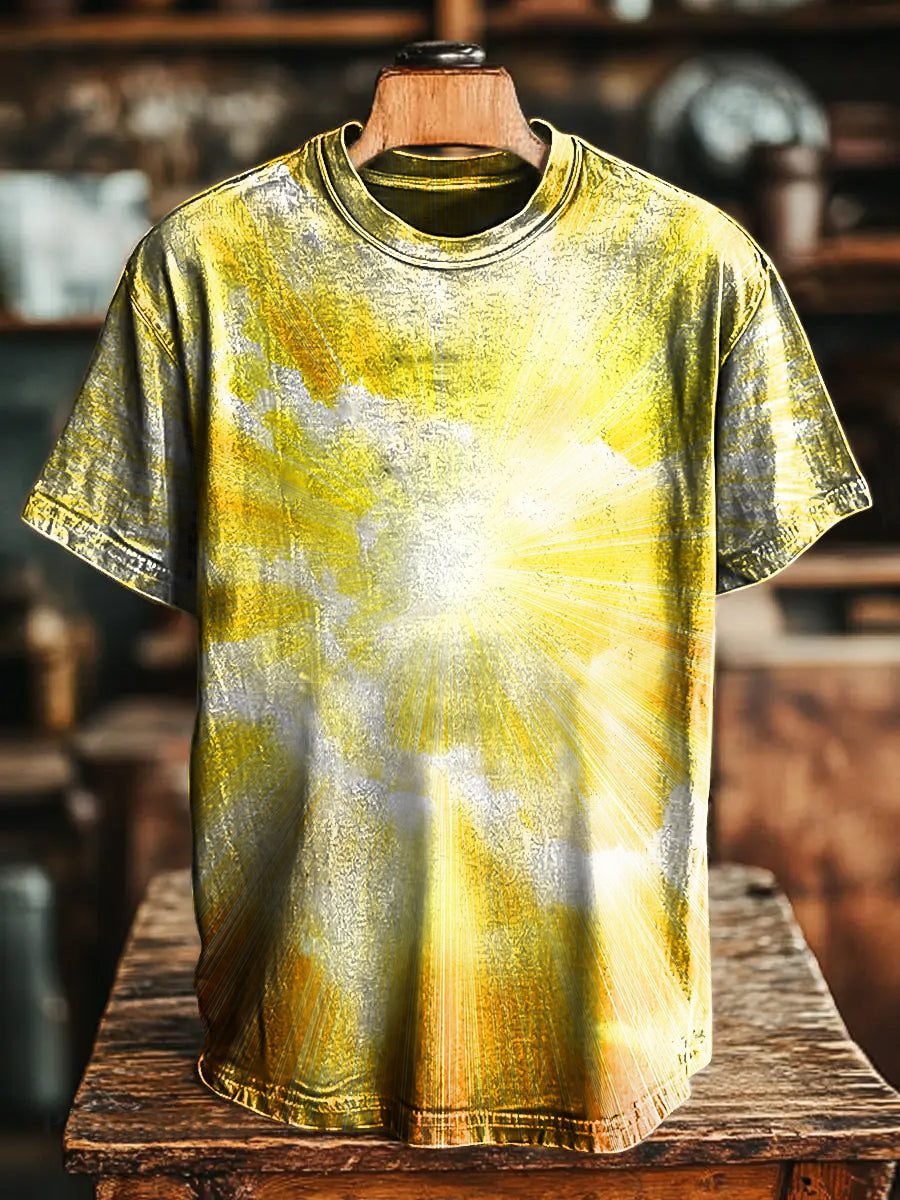 Sun Abstract Sunshine Visual impact Vintage Art Print Casual T-shirt F