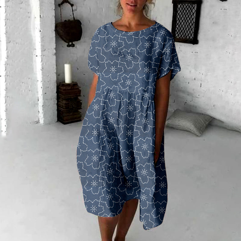 Comstylish Cherry Blossom Japanese Flowy Midi Dress