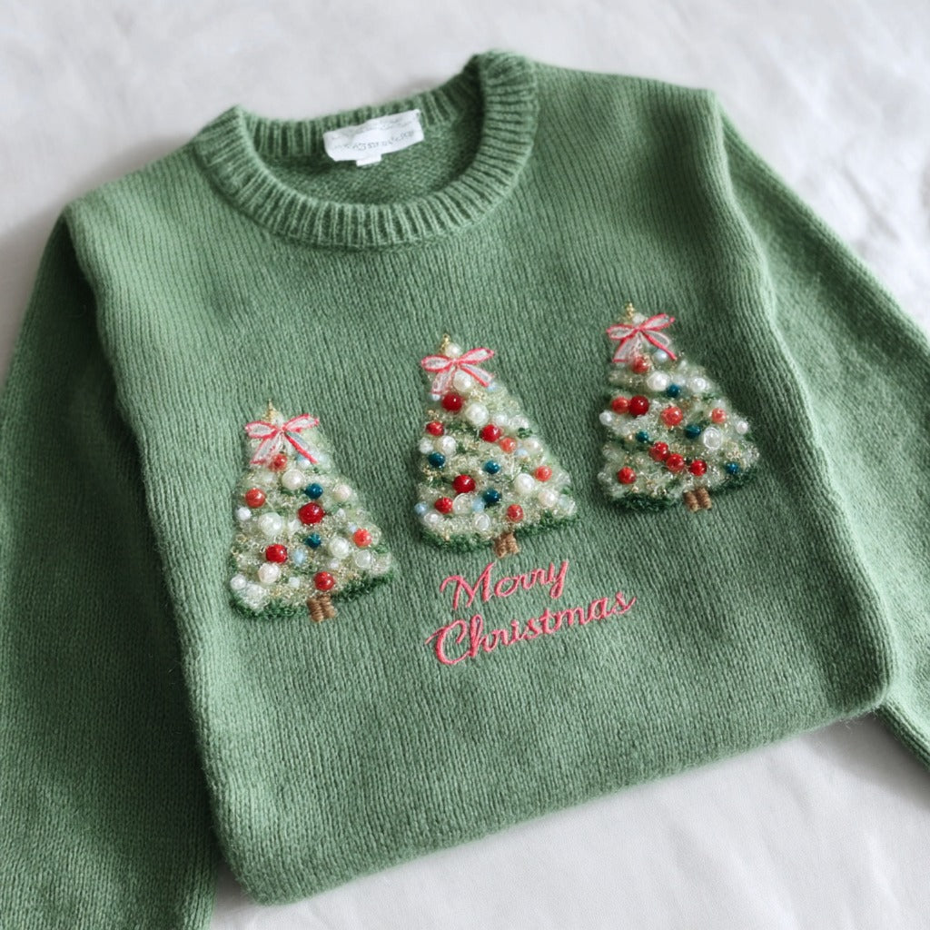 Women's Merry Christmas Embroidered Knitted Warm Sweater artswardrobe