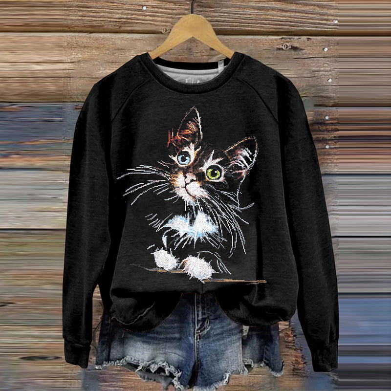 Vintage Cat Art Print Sweatshirt elevenforest