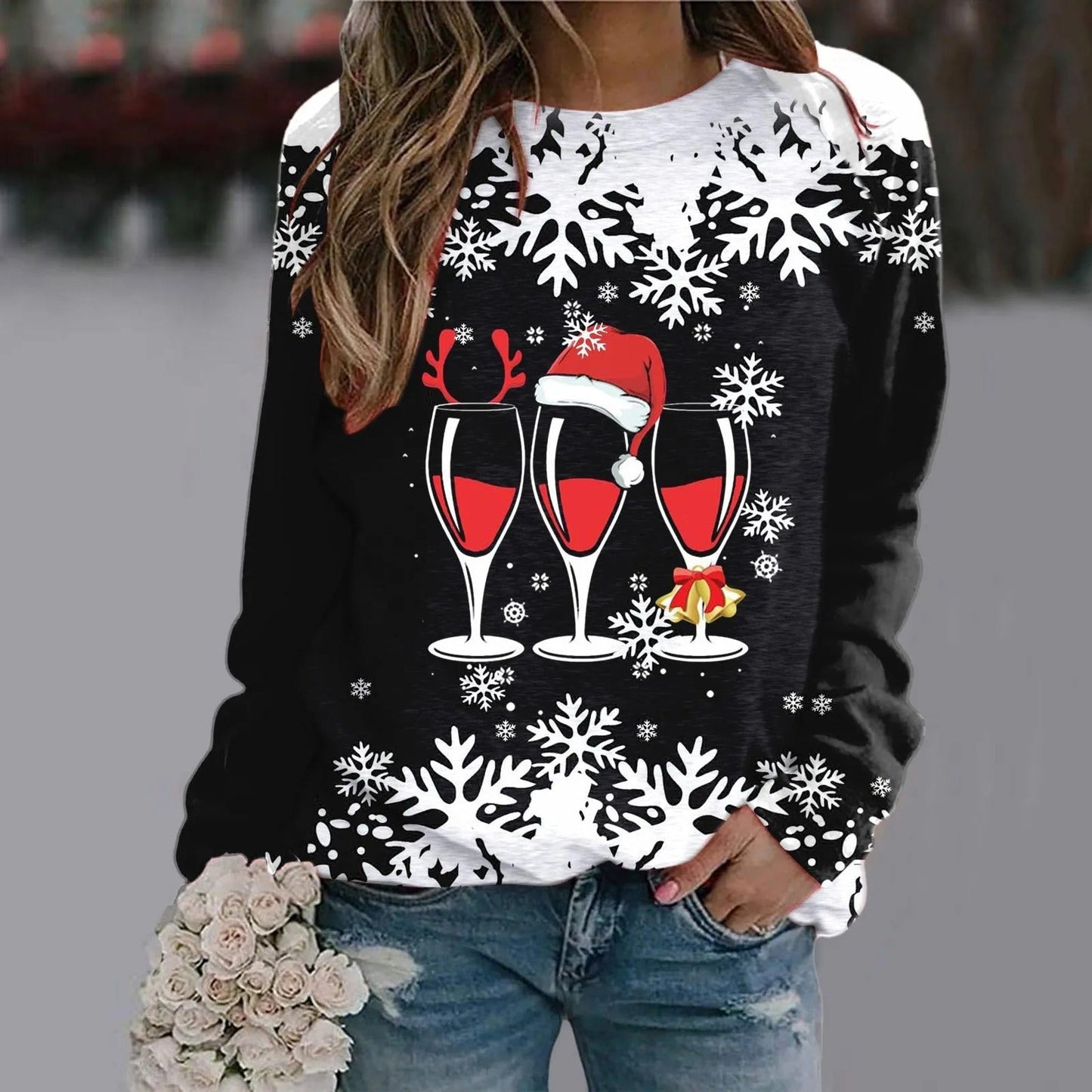 Manon® | Women's Christmas sweater with a festive crystal design