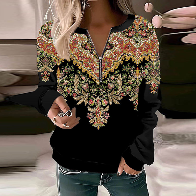 Comstylish Ethnic Flower Pattern Women's Sweatshirt