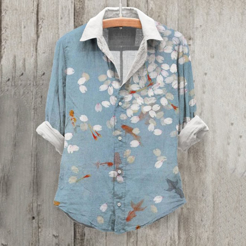 Comstylish Roaming Goldfish Art Print Long Sleeve Shirt