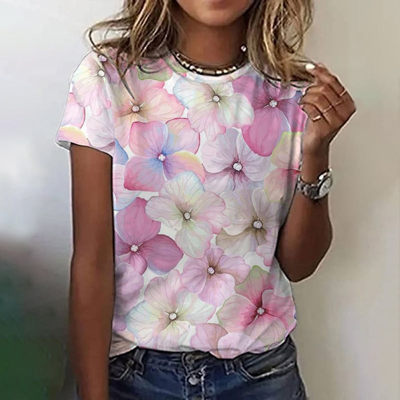Comstylish Women's Floral Print Casual T-shirt