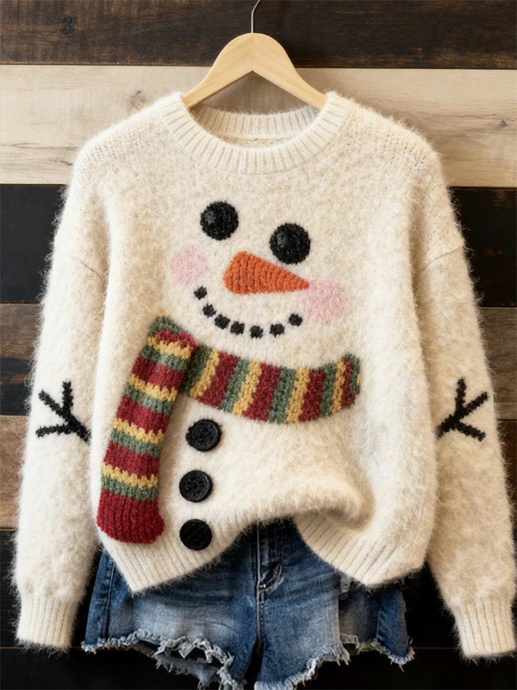 Lovely Snowman Inspired Cozy Knit Sweater artswardrobe