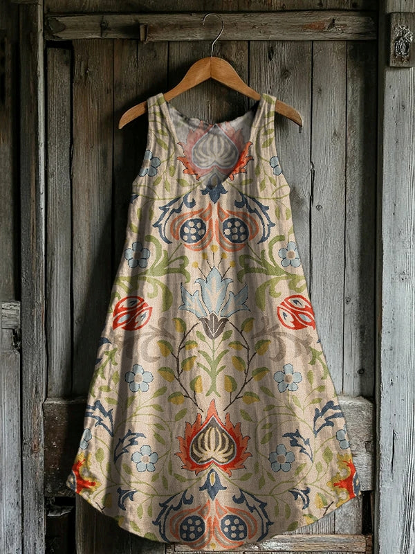 Women's Retro Ethnic Totem Pattern Printed V-Neck Sleeveless Comfortab