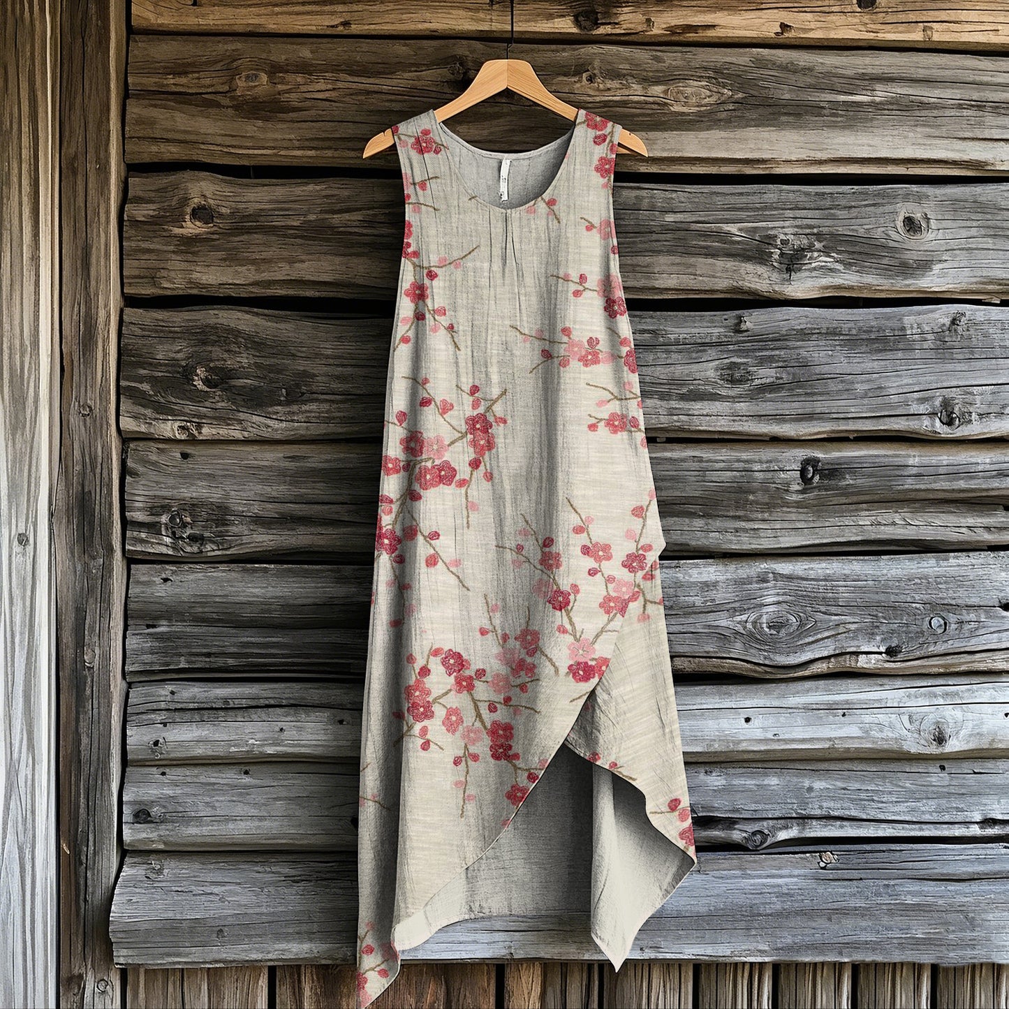 Comstylish Women's Vintage Floral Art Irregular Midi Dress