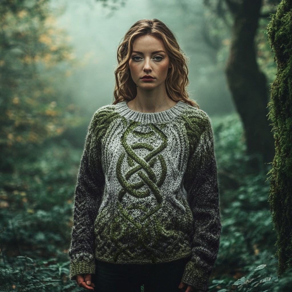 Vingate Gradient Celtic Knot Contrast Color Cozy Sweater artswardrobe