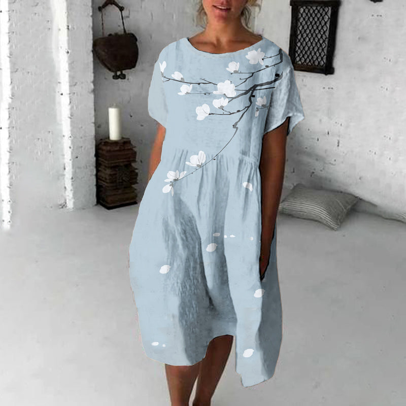 Comstylish Cherry Blossom Japanese Art Flowy Midi Dress