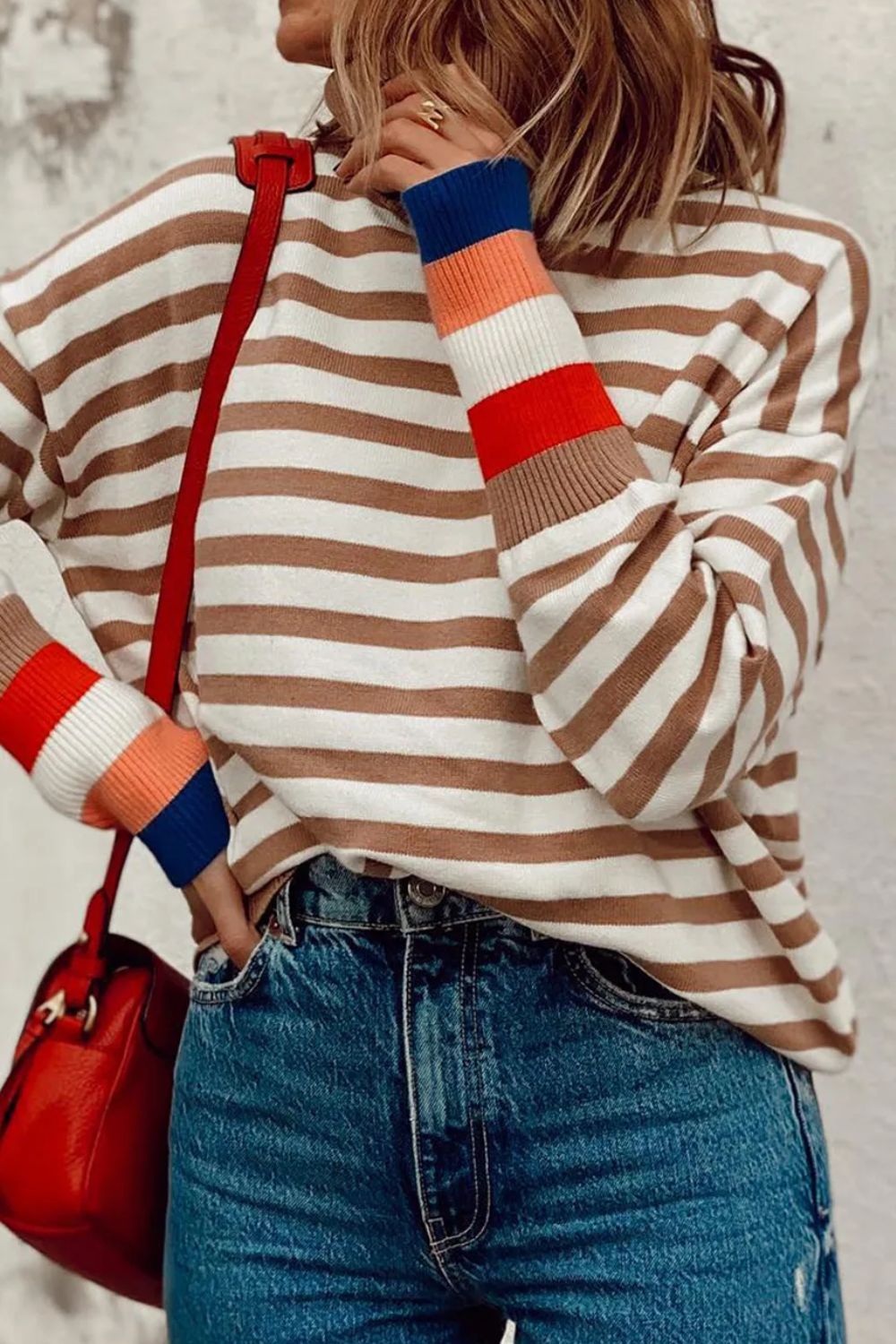 Marlies® | Striped turtleneck sweater with long sleeves