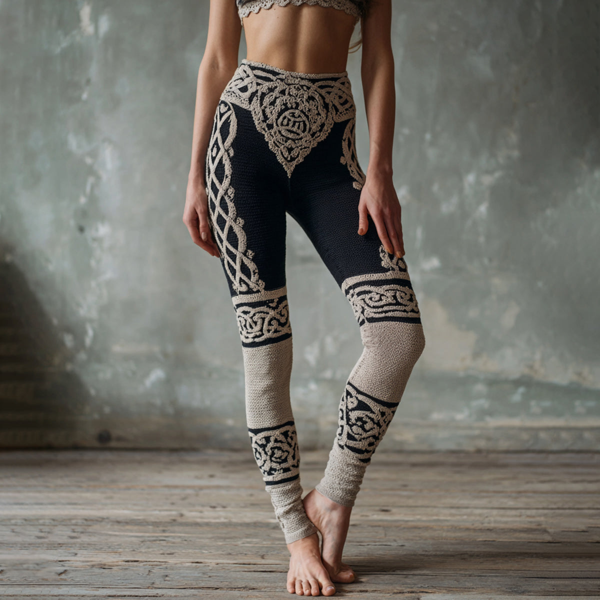 Women's Vintage Viking Celtic Knot Print Casual Leggings artswardrobe