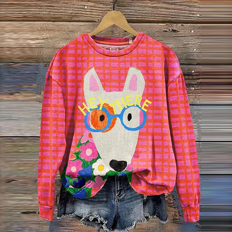 Comstylish Funny Dog Art Print Casual Sweatshirt