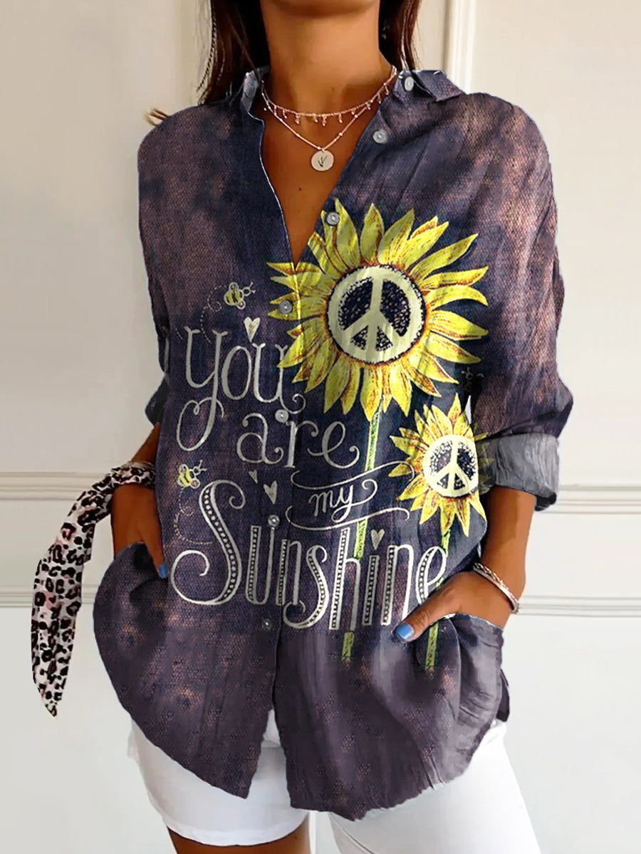 Women's Hippie Art Painting Print Long Sleeve Shirt