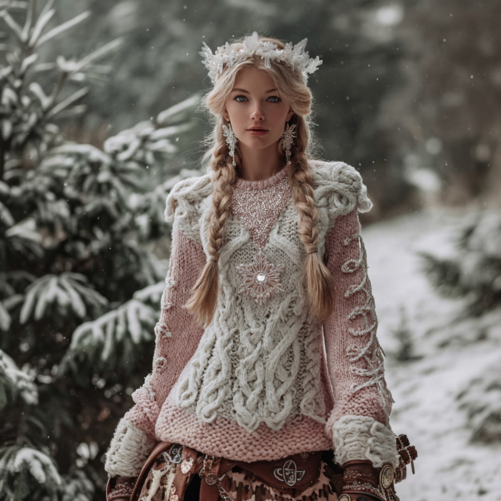 Women's Celtic Knot Snowflake Element Contrasting Sweater artswardrobe