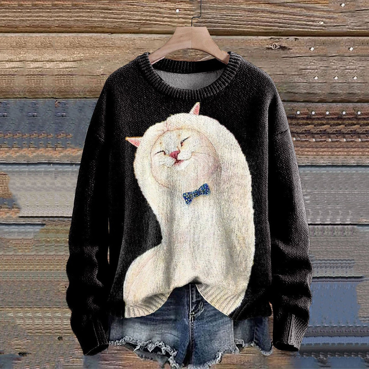 Comstylish Cute Cat Cozy Knit Sweater