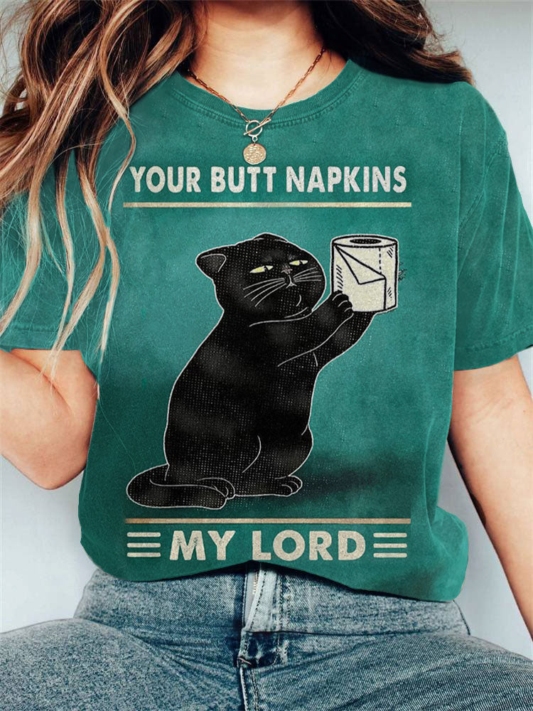 Comstylish Women's Casual Funny Black Cat Print T-shirt