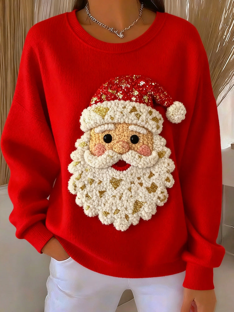 Comstylish Women's Christmas Santa Claus Art Pullover