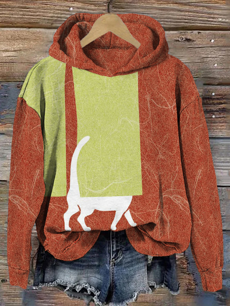 Cute Japanese Cat Art Print Vintage Cozy Hoodie elevenforest