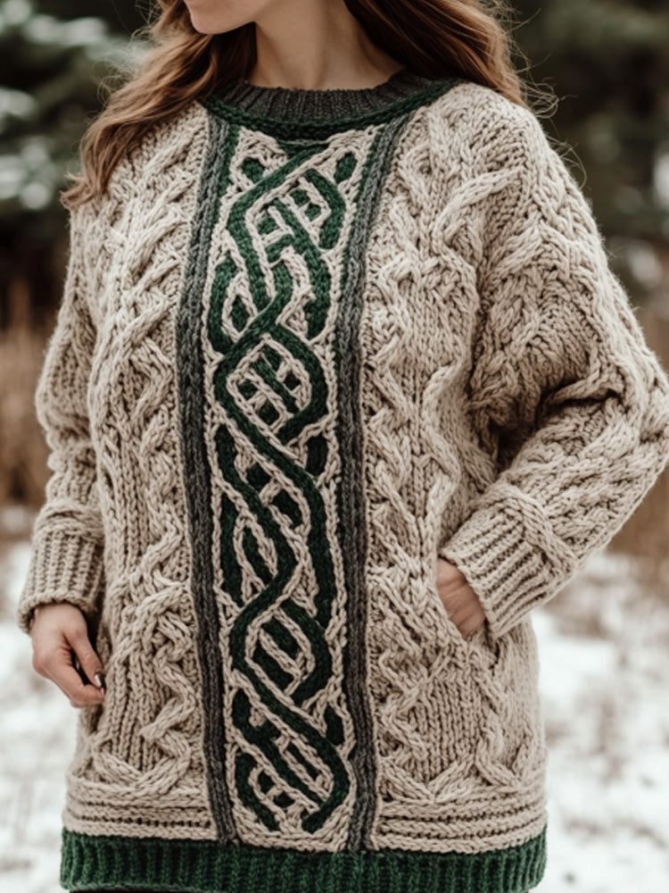 Women's Retro Irish Celtic Knot Cozy Knit Sweater artswardrobe