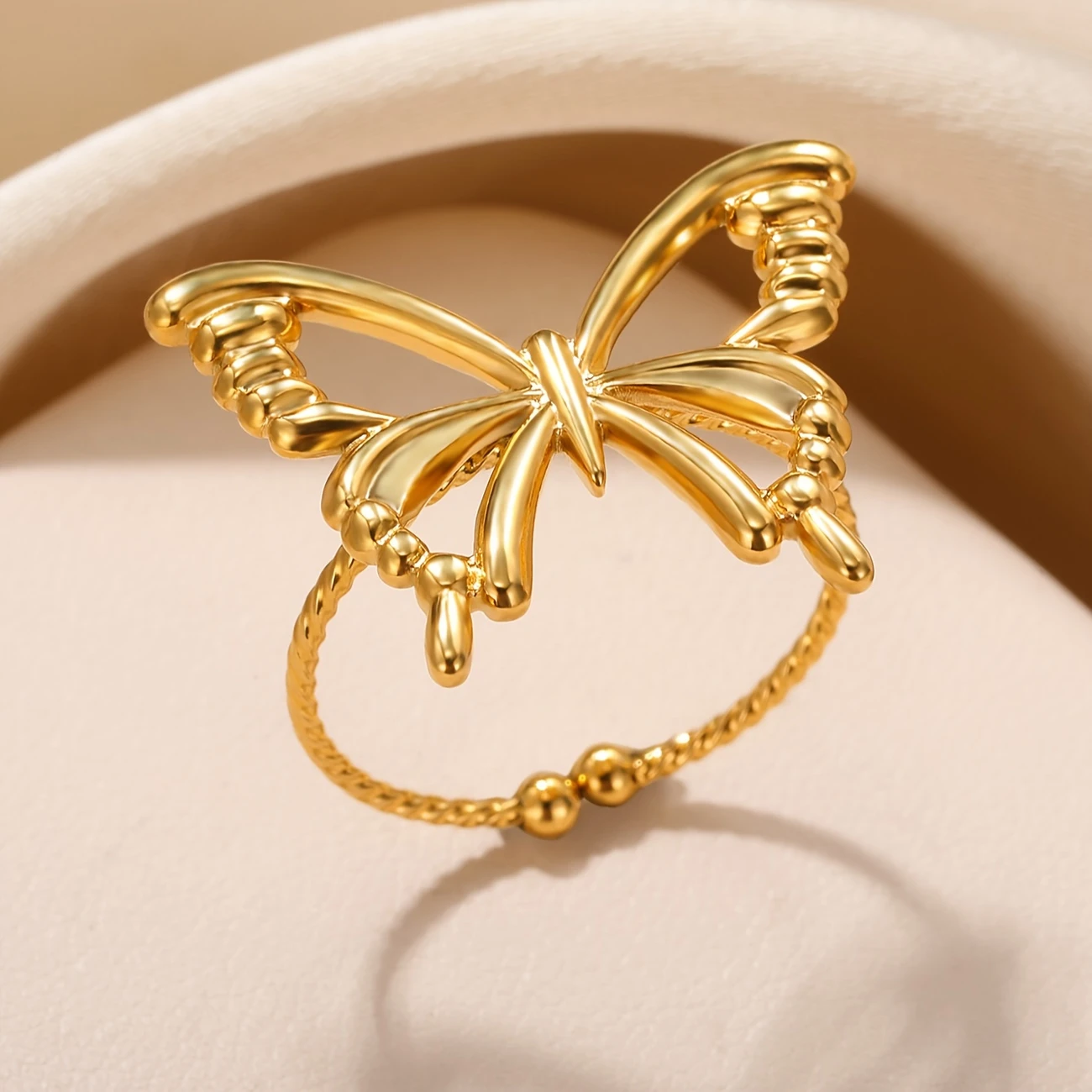 Gold Butterfly Thin Ring