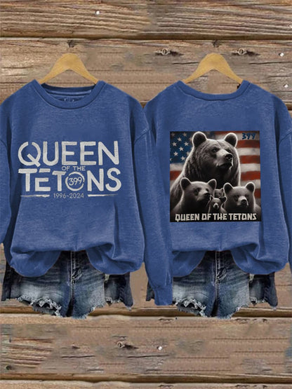 Comstylish Retro Grizzly 399 The Queen Of The Tetons 1996-2024 Print Sweatshirt-2