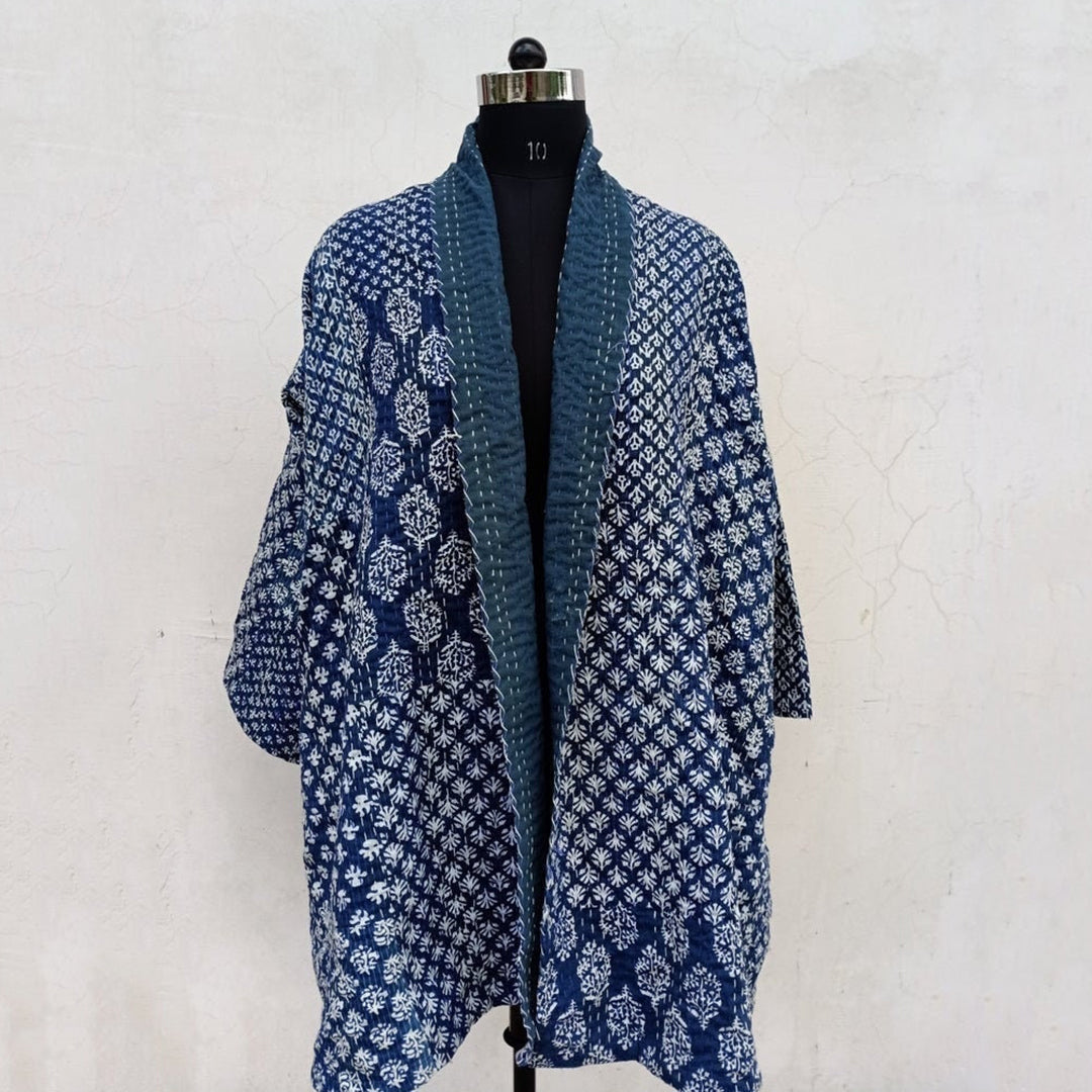 Comstylish Japanese Style Quilting Design Splicing Kimono