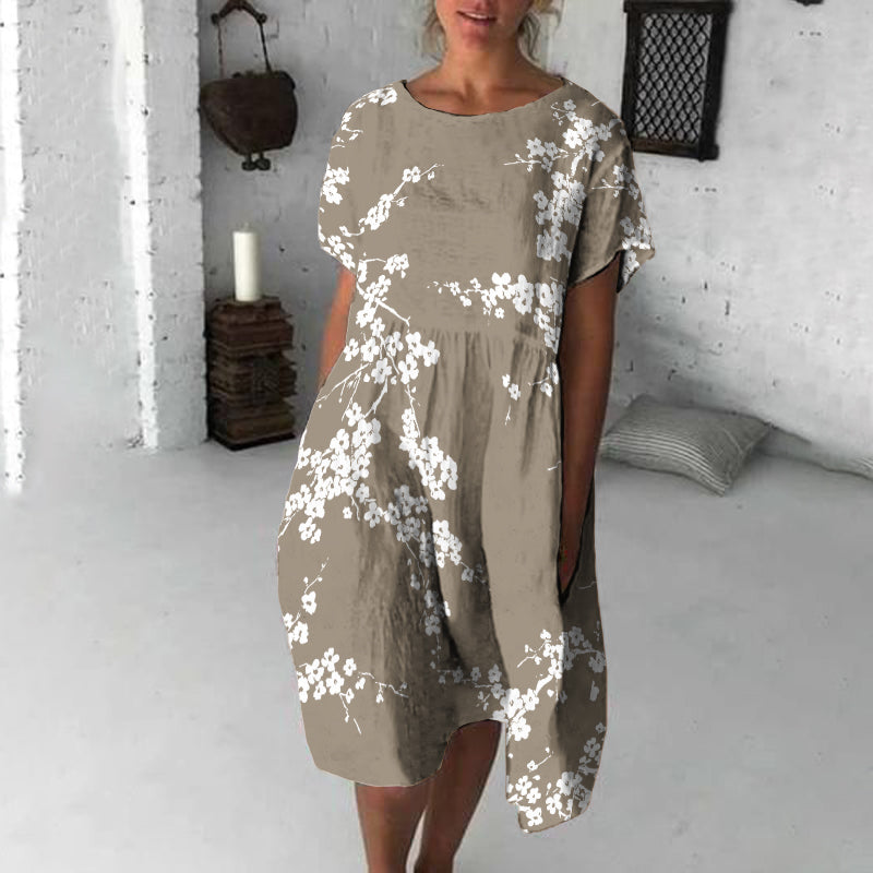 Comstylish Cherry Blossom Japanese Flowy Midi Dress