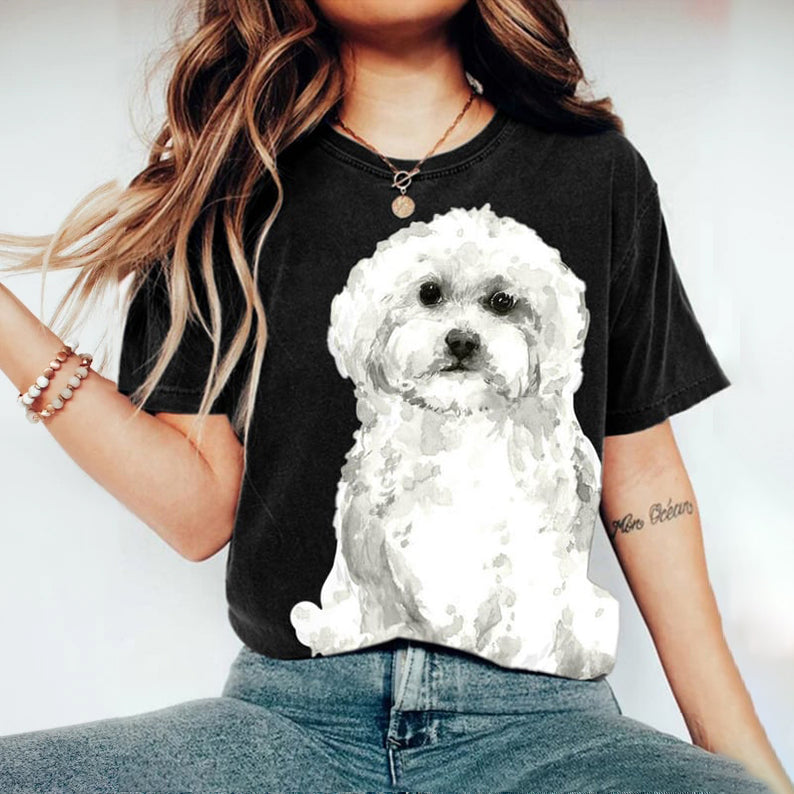 Comstylish Women'S Cute Puppy Dogs Print Short Sleeve T-Shirt