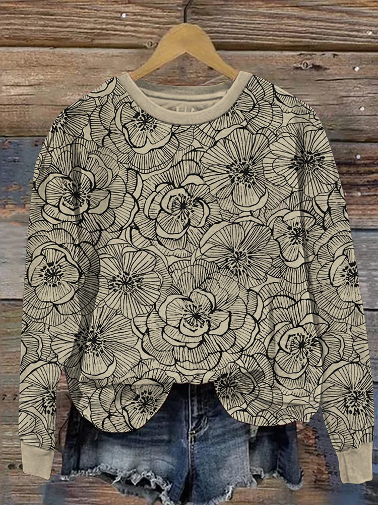 Comstylish Floral Vintage Art Women's Casual Sweatshirt
