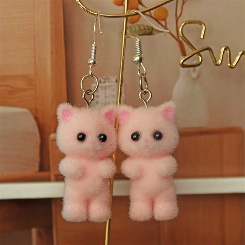 Comstylish Lovely Fuzzy Cat Inspired Earrings