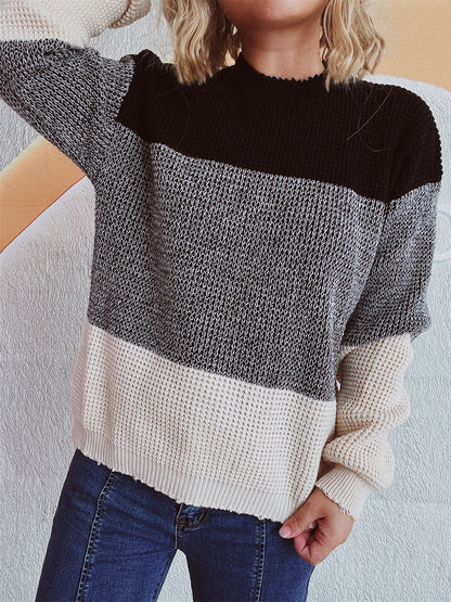 Emilie® | Long sleeve sweater with a color block design