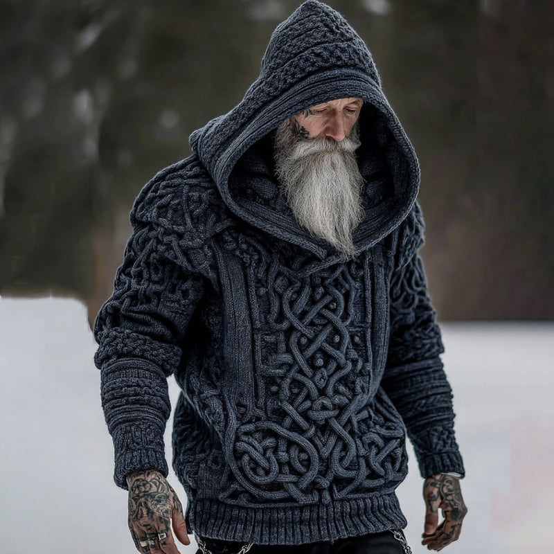 Men's Viking Celtic Knot Geometry Cozy Hooded Sweater artswardrobe