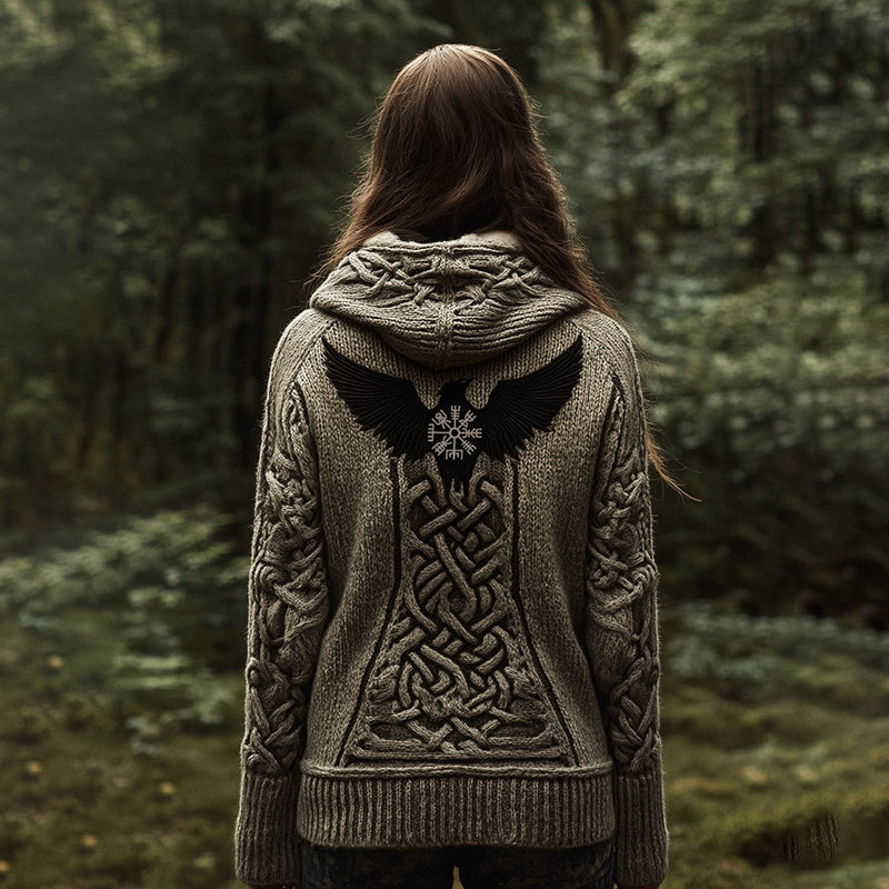 Women's Viking Tribal Birds Celtic Knotwork Hooded Sweater artswardrobe