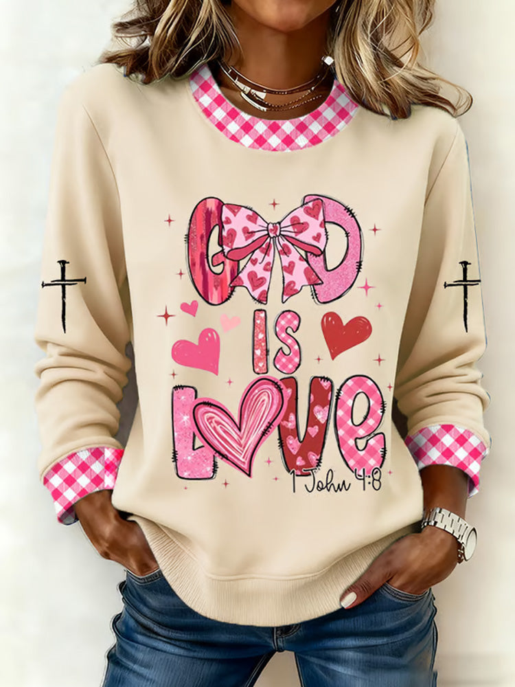 Comstylish Women's Retro Plaid Faith Sweatshirt