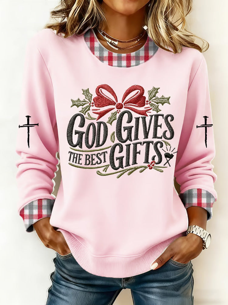 Comstylish Women's Christmas Faith Print Crew Neck Sweatshirt
