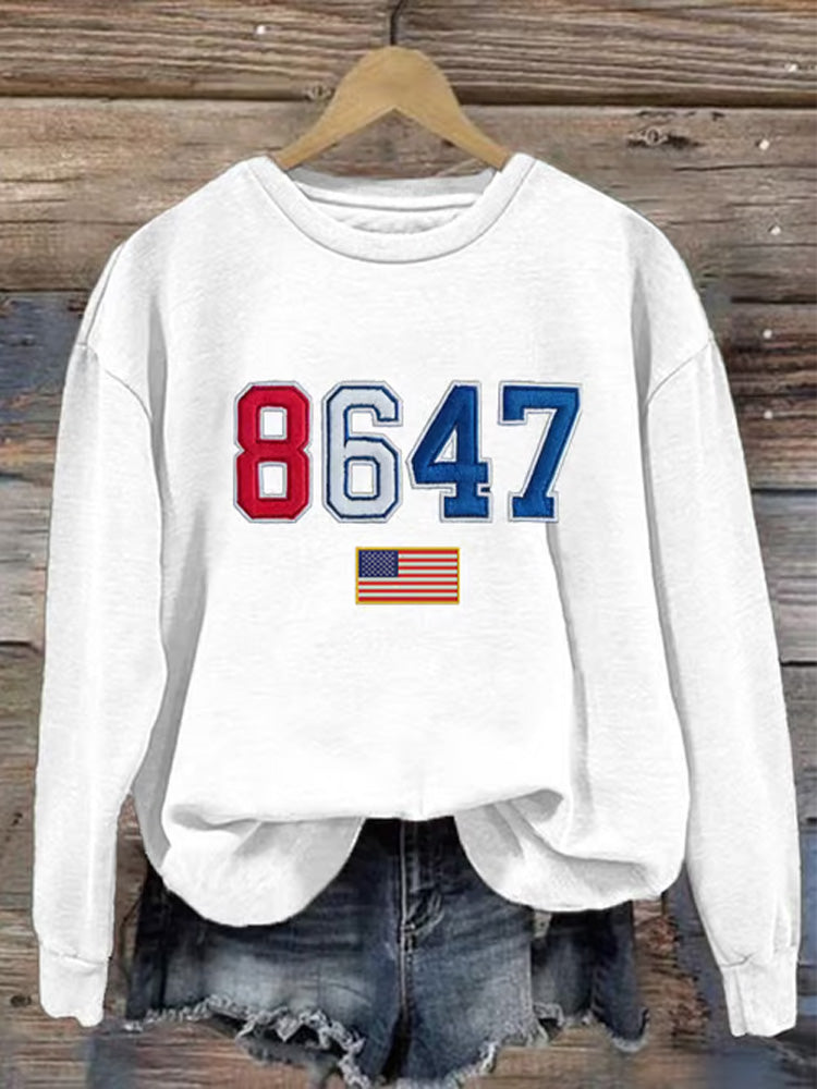 Comstylish Women's 8647 Flag Print Casual Sweatshirt