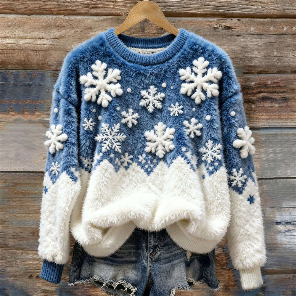 Christmas Snowflakes Art Women's Cozy Plush Sweater artswardrobe