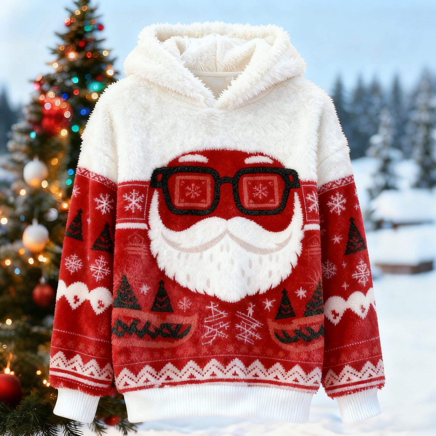Comstylish Fun Santa Claus Pattern Warm Crew Neck Sweater
