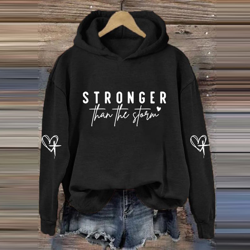 Comstylish Women's Stronger Than The Storm Printed Hoodie