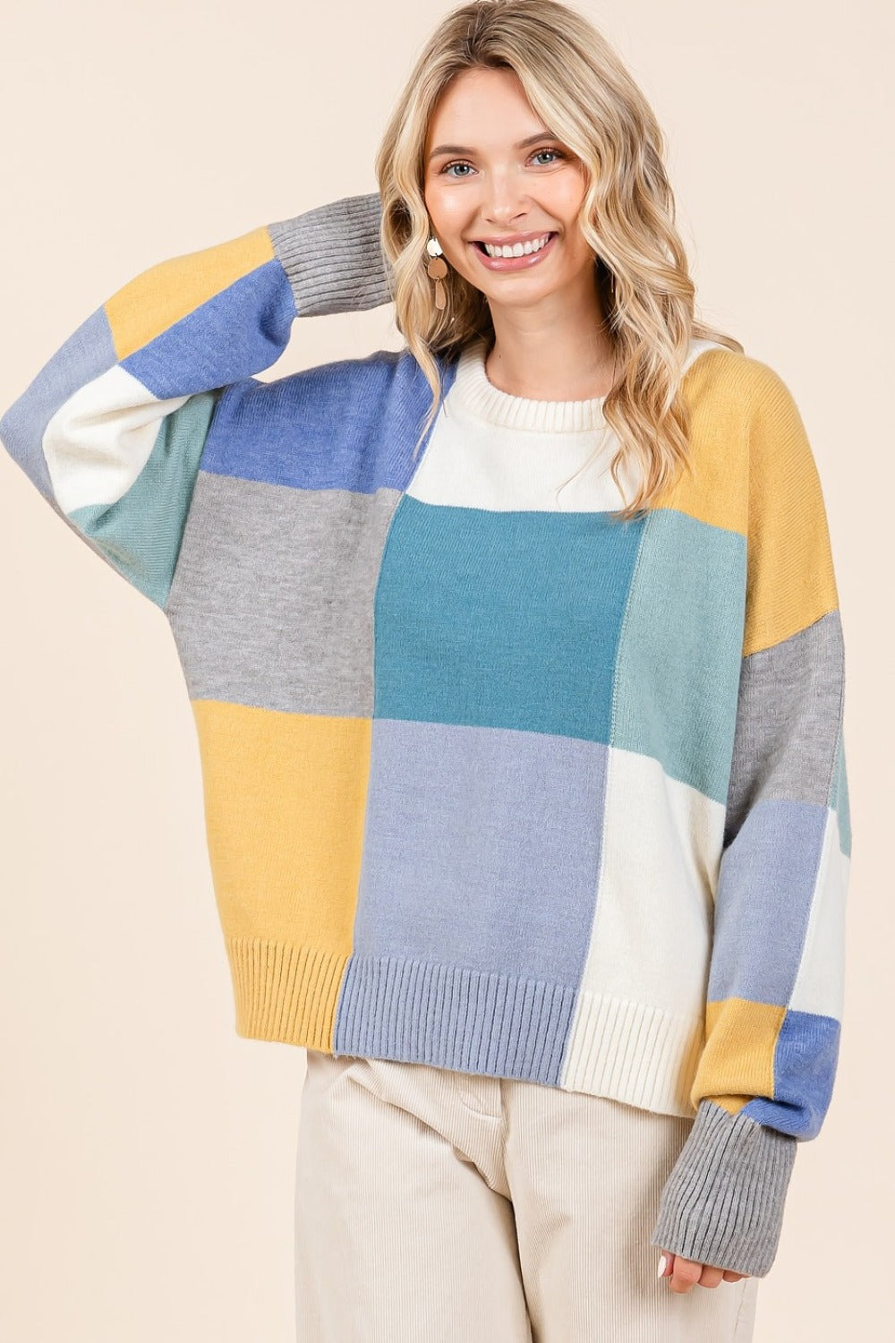 Lara® | Mittoshop color block crew neck sweater