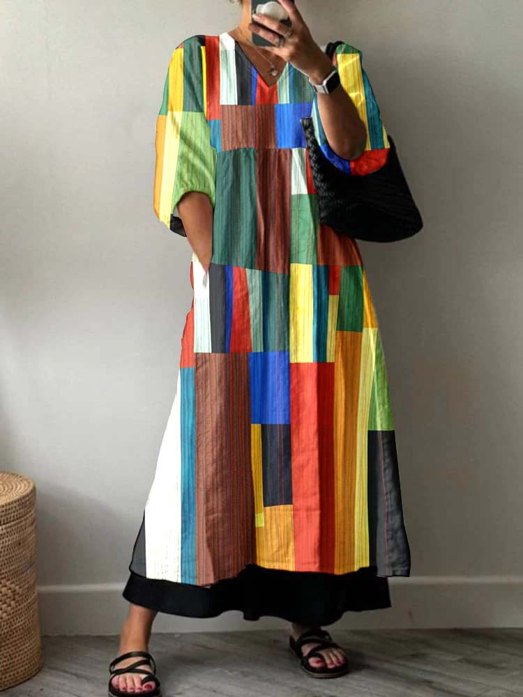 Women'S Modern Art Geometric PatternPatterned Cotton Dress