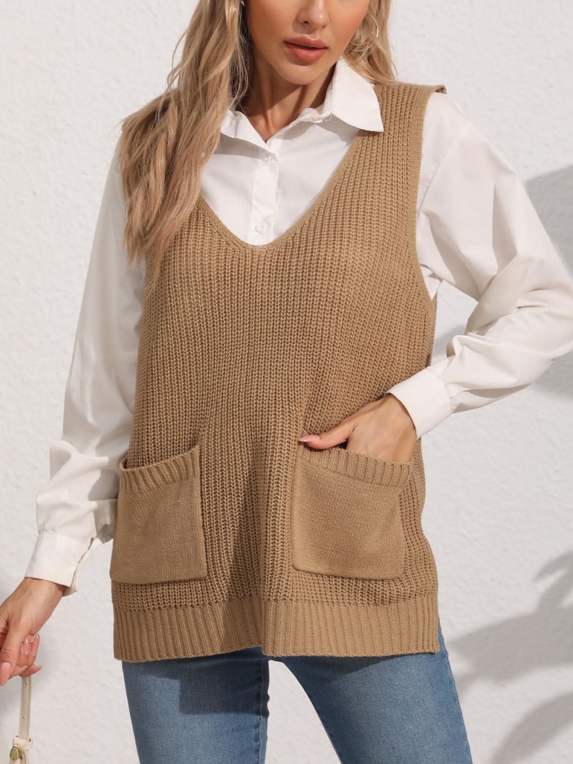 Johanna® | Sweater vest with pockets and V-neck