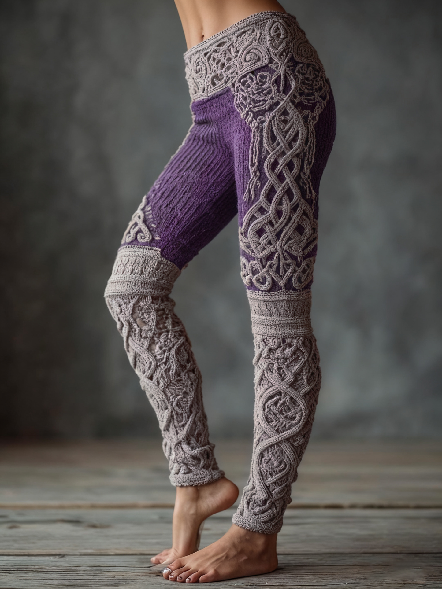 Vintage Viking Celtic Knit Art Knit Jacquard Cozy Leggings artswardrobe