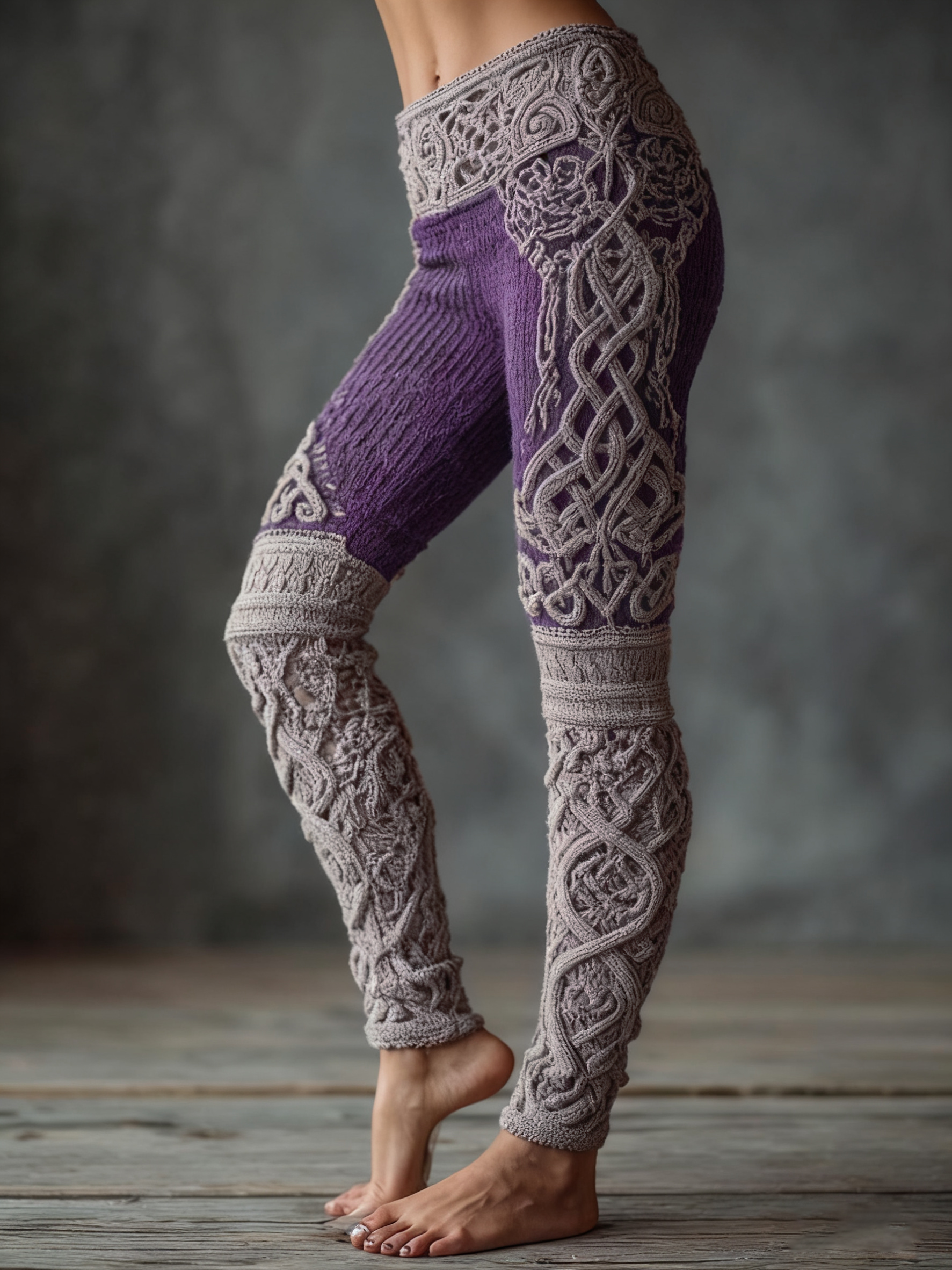 Vintage Viking Celtic Knit Art Knit Jacquard Cozy Leggings artswardrobe