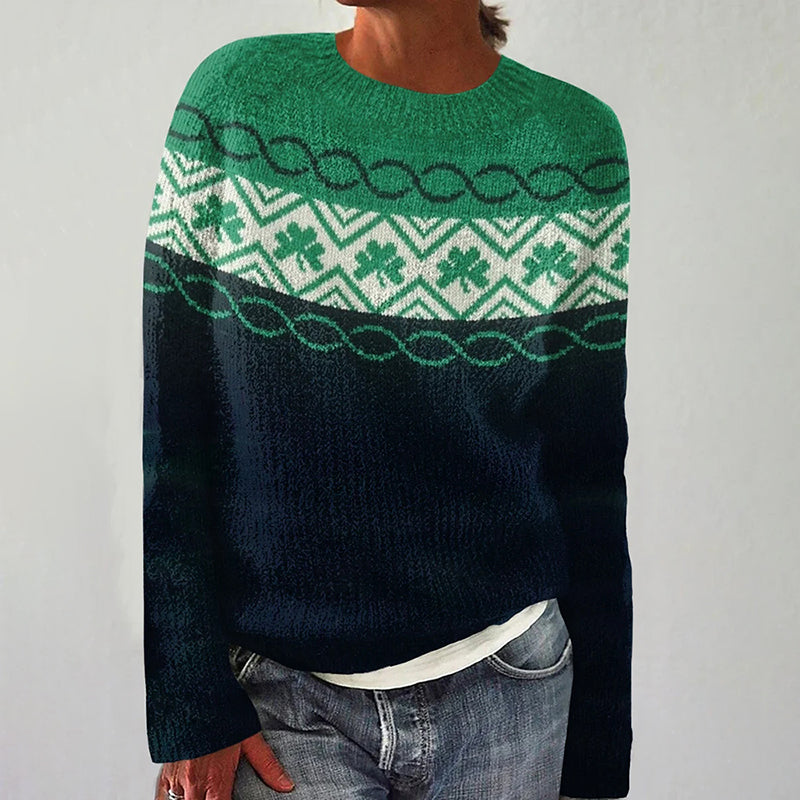 Women's Icelandic St. Patrick's Day Clover Cozy Knit Sweater artswardrobe